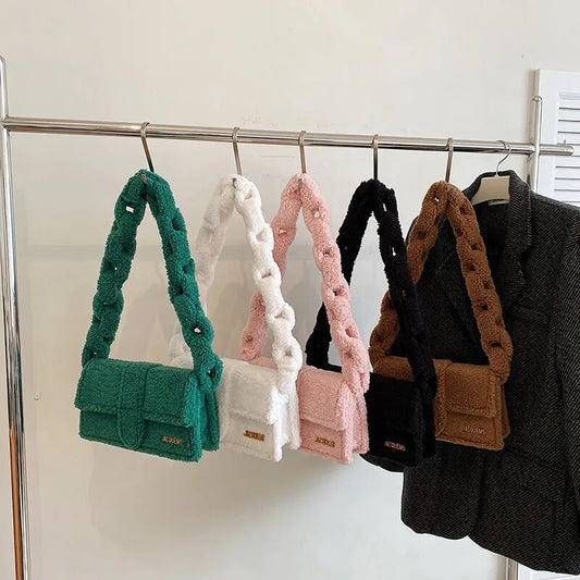 Twist Plush Shoulder Bags