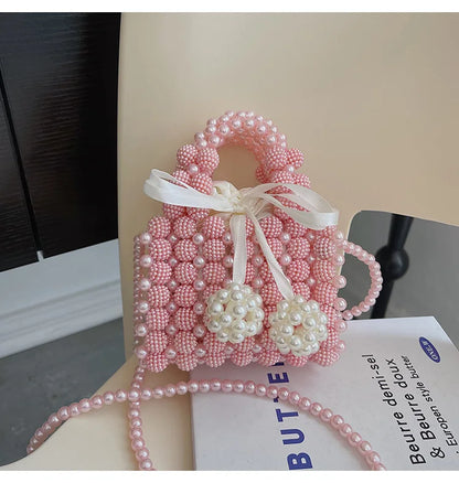 Pearl Beading Bow Sling Bags