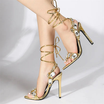 Golden lace up Diamond Heel