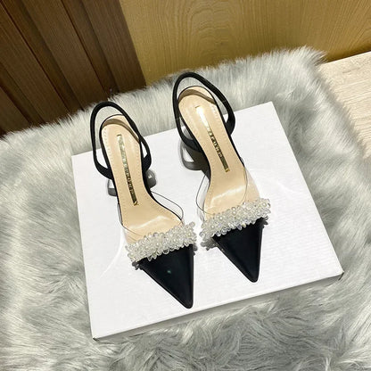 Transparent Crystal Pointed-toe Heels