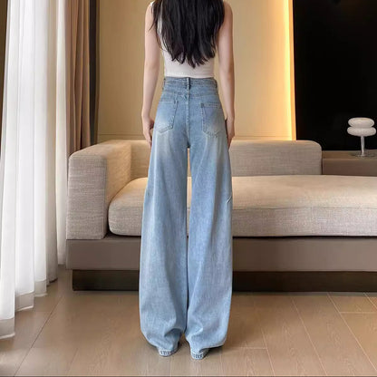 Wide Leg Trim Lace Jeans - Fashionnsio