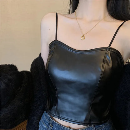 Leather Padded Cami Top fashionnsio