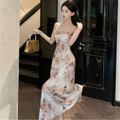 Butterfly Pattern Maxi Dress - Fashionnsio