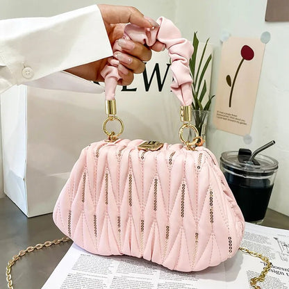 Embroidered Pleated Clutch Handbags