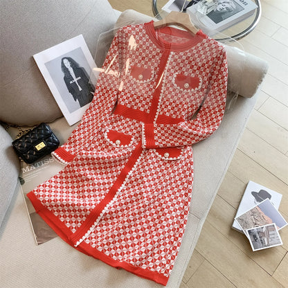 Korean Plaid Knitted Dress