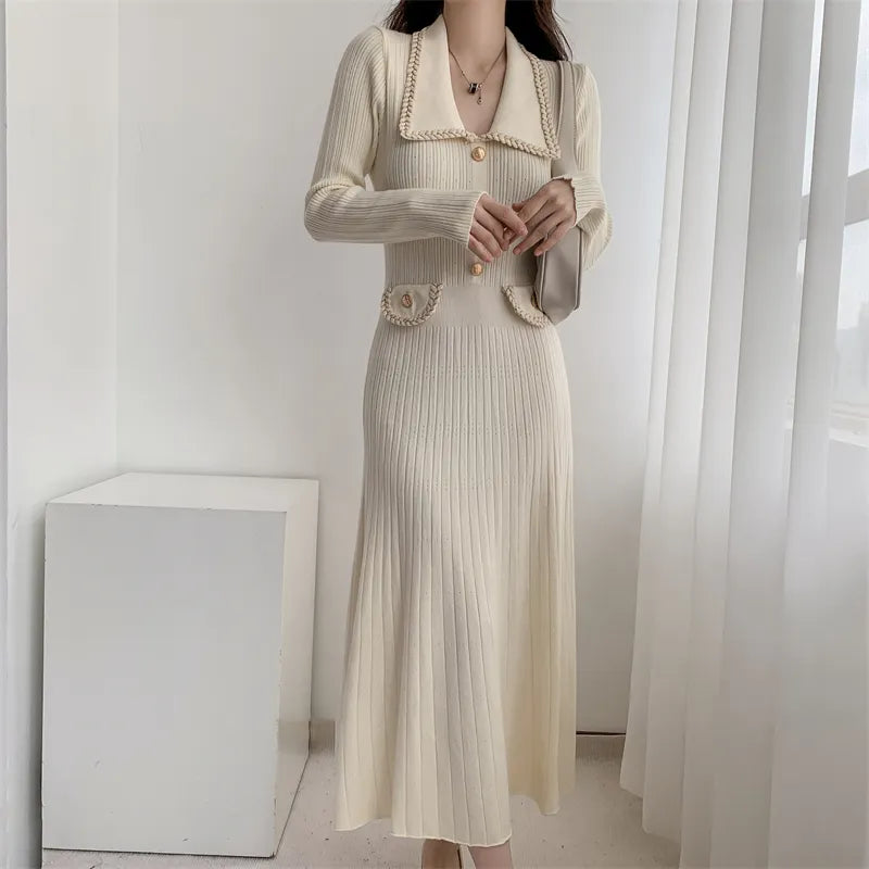 Korean Button Knit Dress