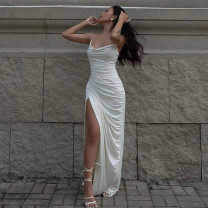 Sexy Pleated Slit Dress