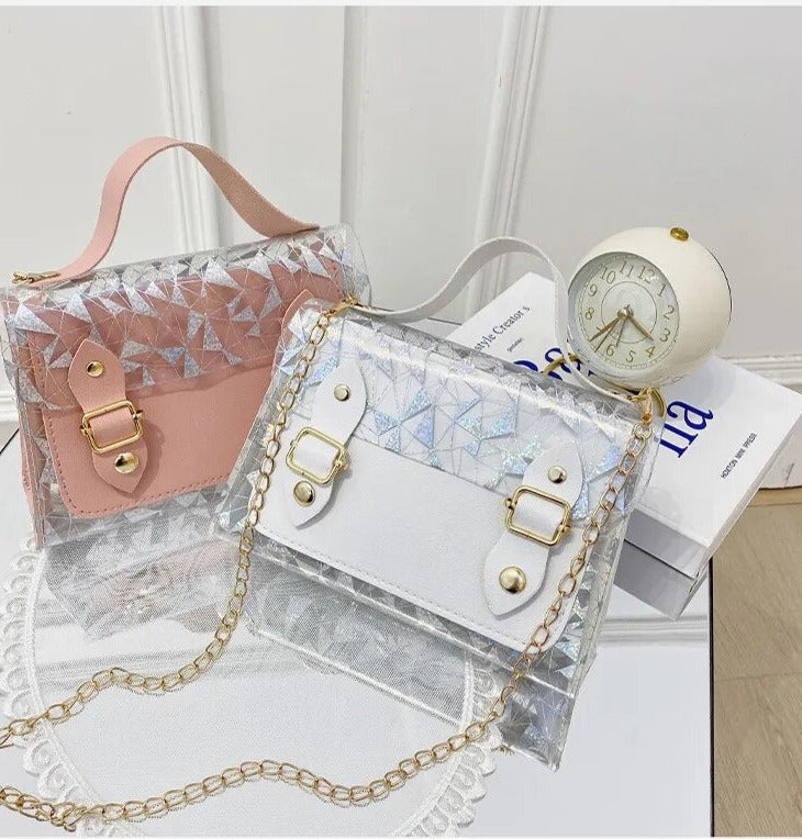 Clear Double Clasp Handbags