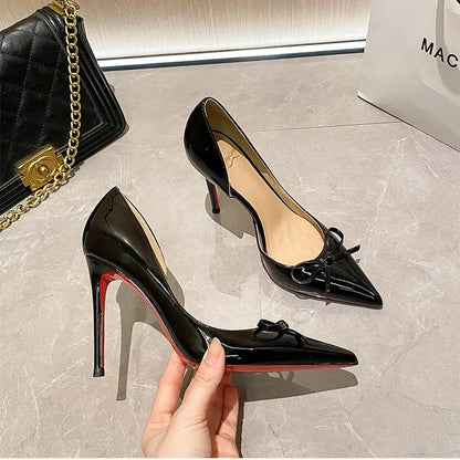 Bow Pointed Red Sole Heels - Fashionnsio