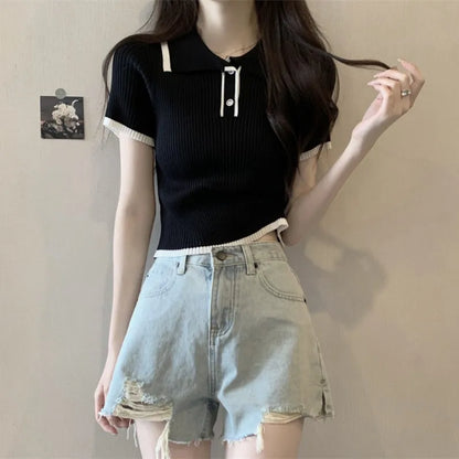 Korean Knitted T-shirt Top