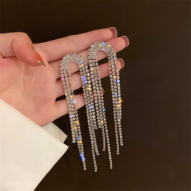 Long Full Rhinestone Statement Earrings fashionnsio