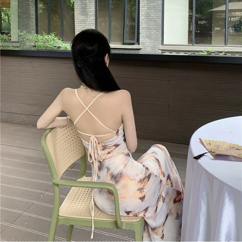 Butterfly Pattern Maxi Dress - Fashionnsio