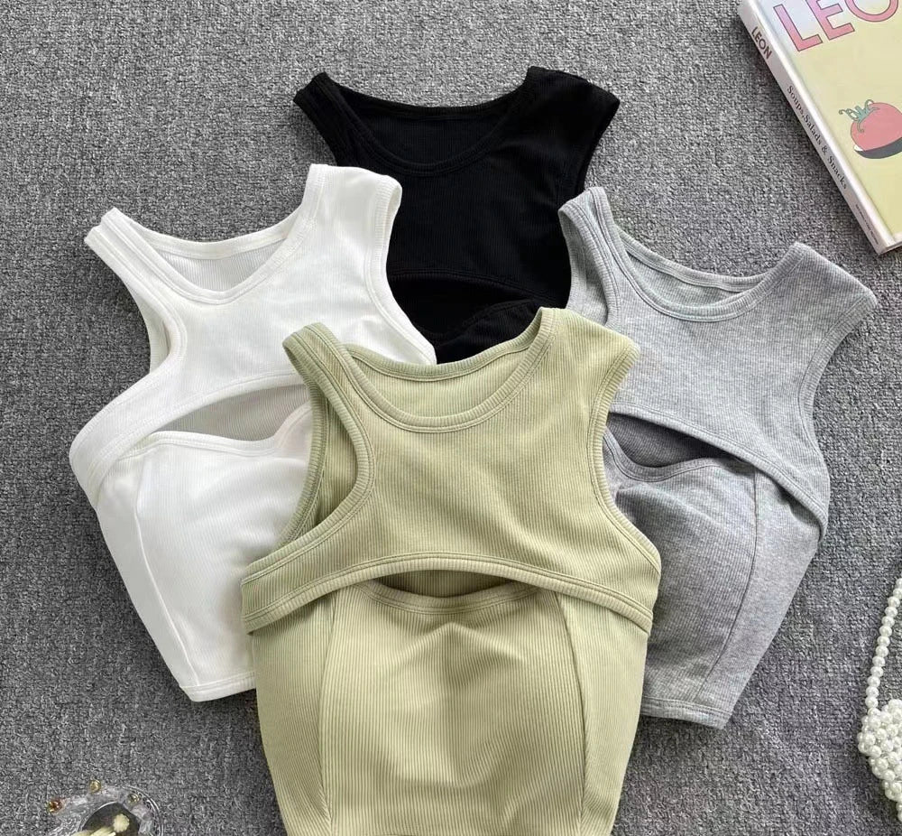 Cutout Built in Bra Crop Top