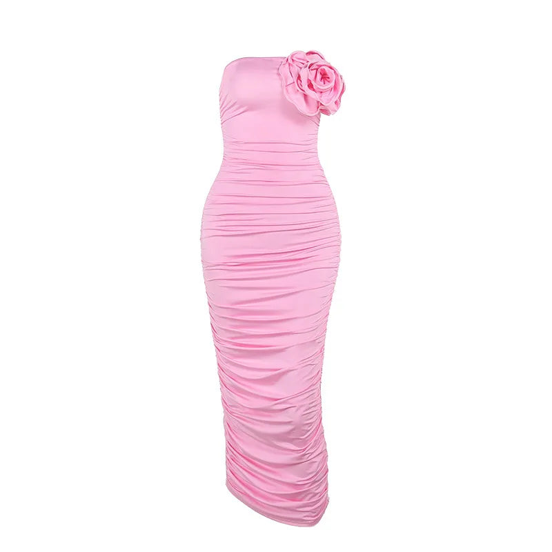 Barbie Flower Pleated Tube Dress