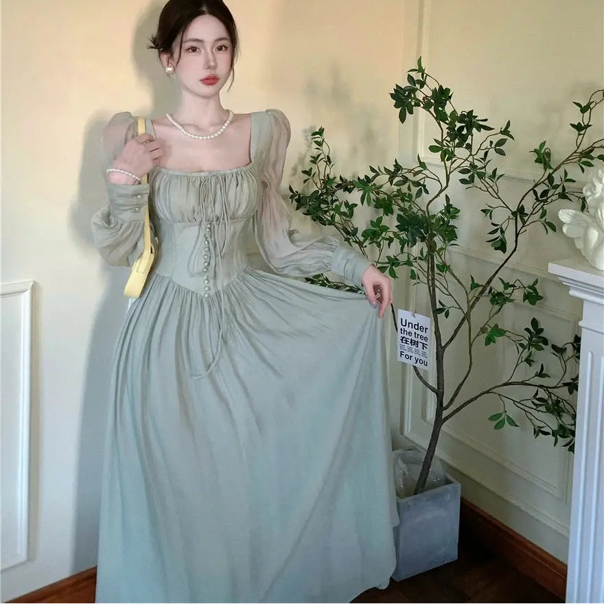 lantern sleeve corset dress Scarlet Darkness Reansiaacne Corset Dress for Women Long Sleeve Off the Shoulder Mini Dress Apricot S at Amazon Women's Clothing store