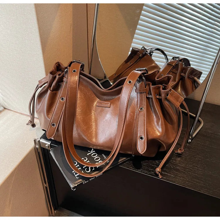 Pleated Large Shoulder Bags - Fashionnsio