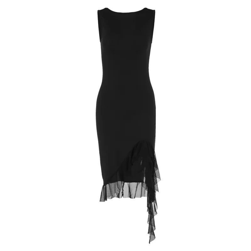 Irregular Ruffled Pleated Dress