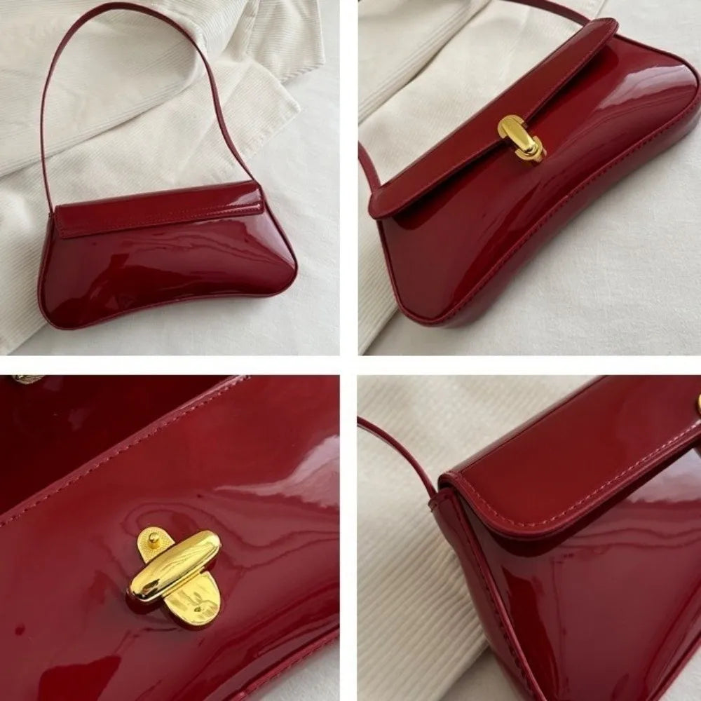 Glossy Underarm Shoulder Bags - Fashionnsio