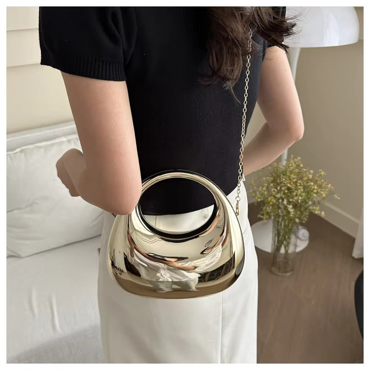 Metallic Half Moon Acrylic Handbags fashionnsio