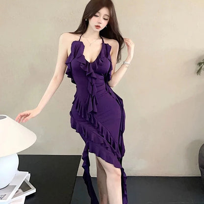 Halter Ruffles Tassel Bodycon Dress