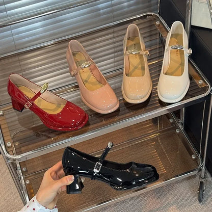Buckle Patent Mary Jane Heels - Fashionnsio