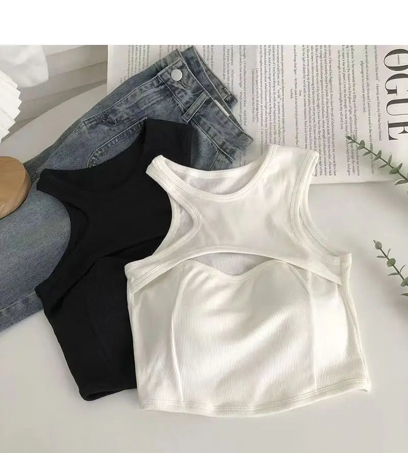 Cutout Built in Bra Crop Top