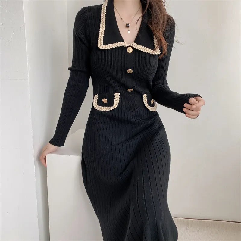 Korean Button Knit Dress