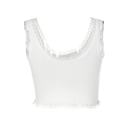 Bow Lace Knitted Crop Top