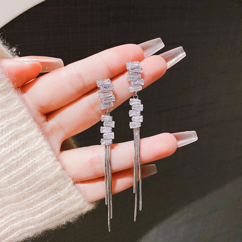 Diamond Korean Long Tassel Earrings fashionnsio