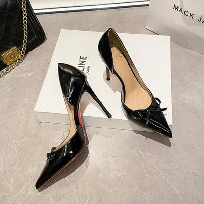 Bow Pointed Red Sole Heels - Fashionnsio