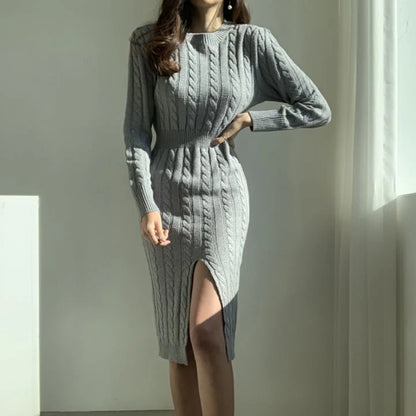 Two Style Split Knit Sweater Dress