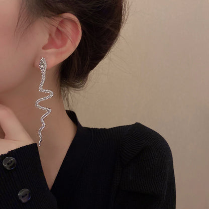 Snake Rhinestone Long Earrings fashionnsio