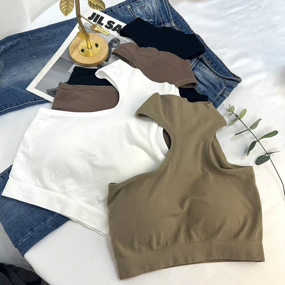 Turtleneck Crop Top With Chest Pad