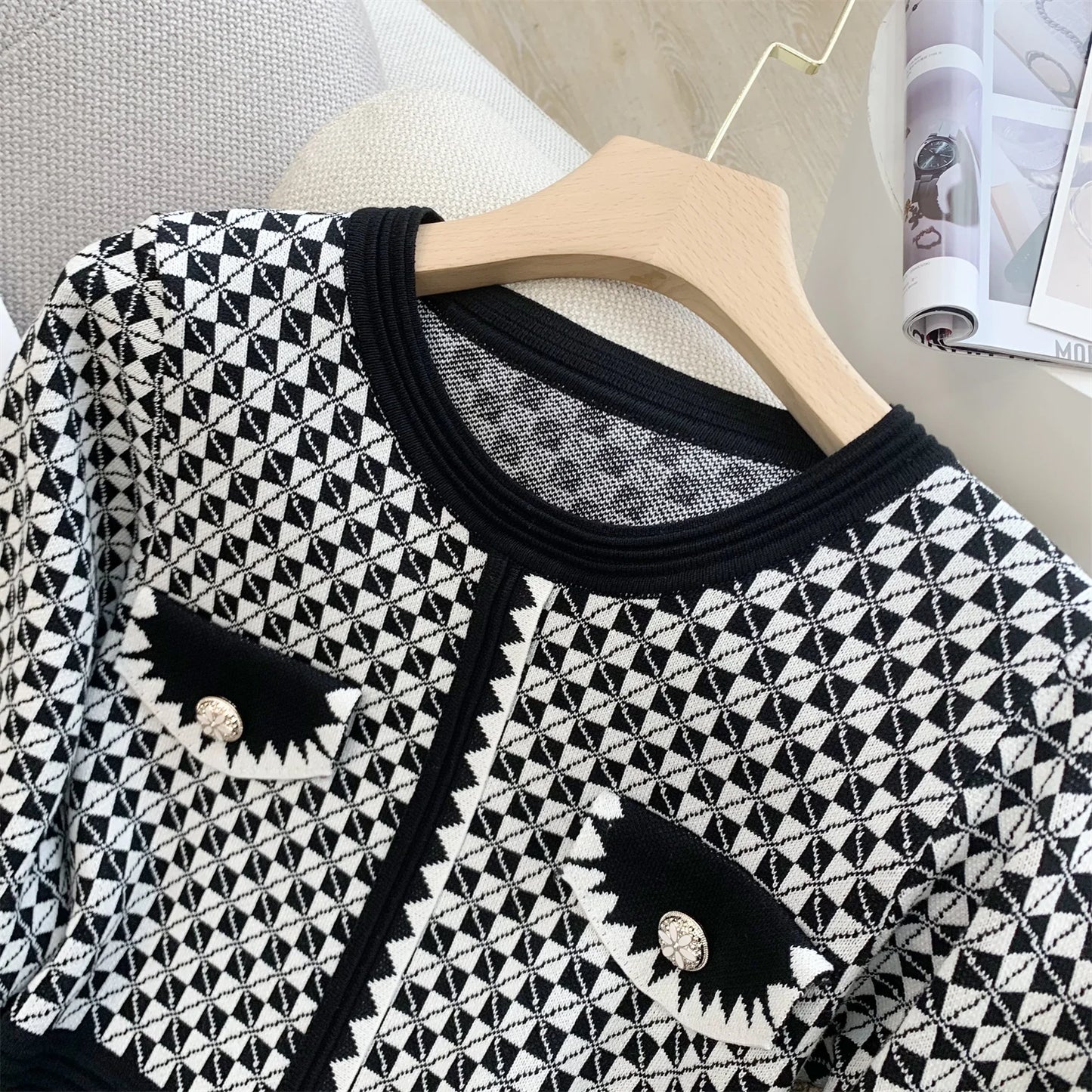 Korean Plaid Knitted Dress