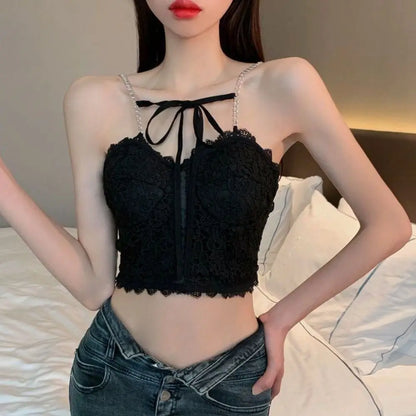 Lace Bow Chain Crop Top