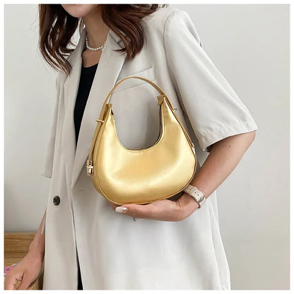 Crescent Glossy Texture Shoulder Bags