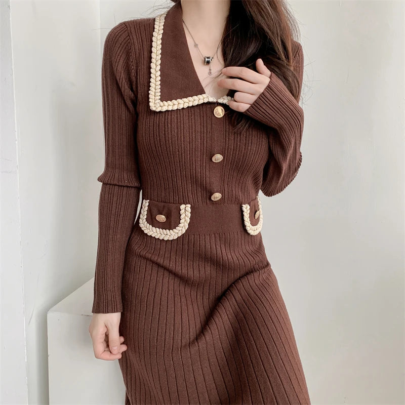 Korean Button Knit Dress