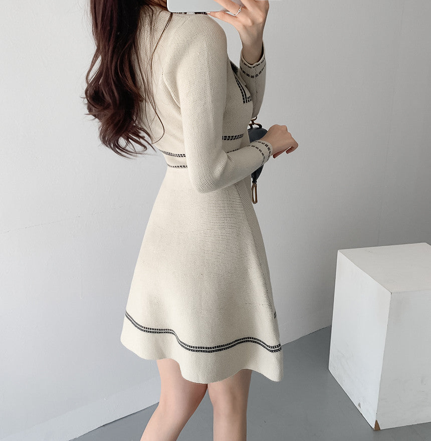 Knitted Lace up Bow Dress