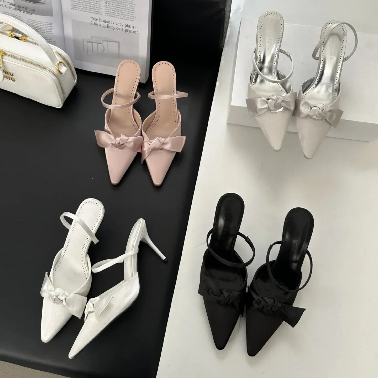 Elegant Bow Pointed Heels - Fashionnsio