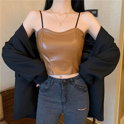 Leather Padded Cami Top