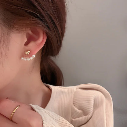 Heart Pearl Stud Earrings fashionnsio