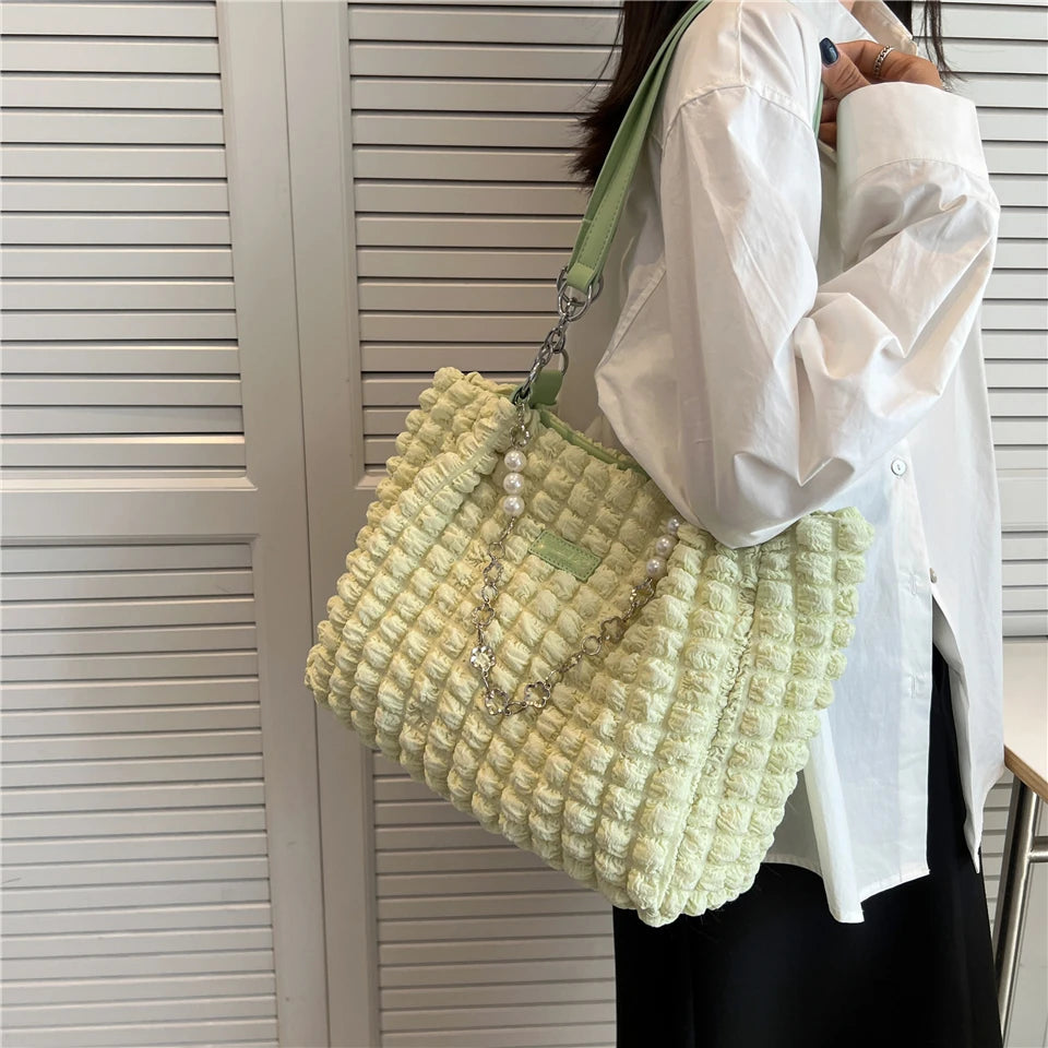 Pleated Bubble Tote Shoulder Bags