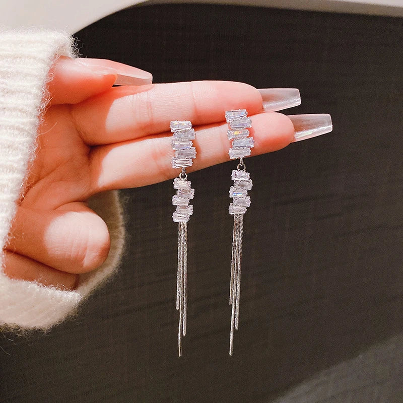 Diamond Korean Long Tassel Earrings fashionnsio