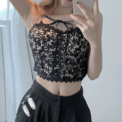 Lace Bow Chain Crop Top