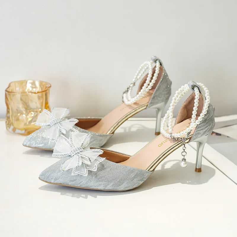 Crystal Flower Wedding Heels - Fashionnsio
