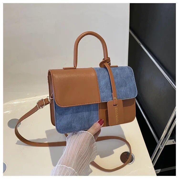 Contrast Color Denim Handbags/Sling Bags