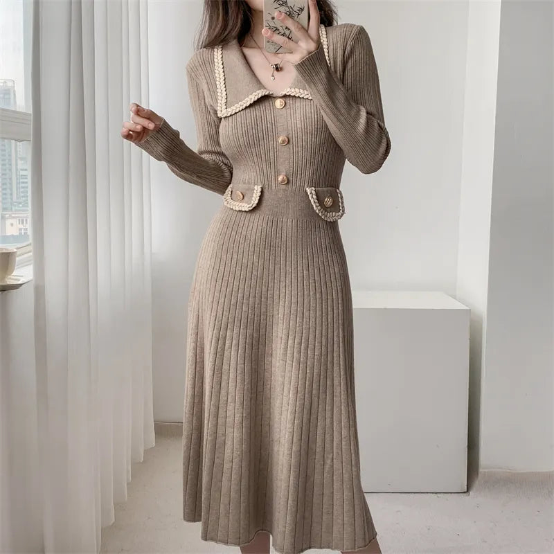 Korean Button Knit Dress