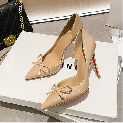 Bow Pointed Red Sole Heels - Fashionnsio