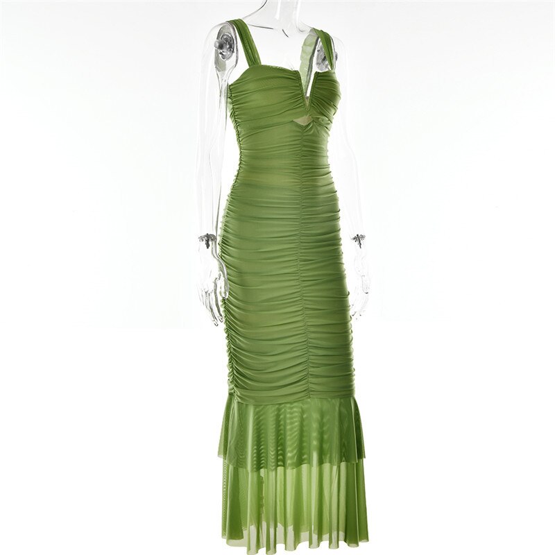 Pleated Fishtail Dress