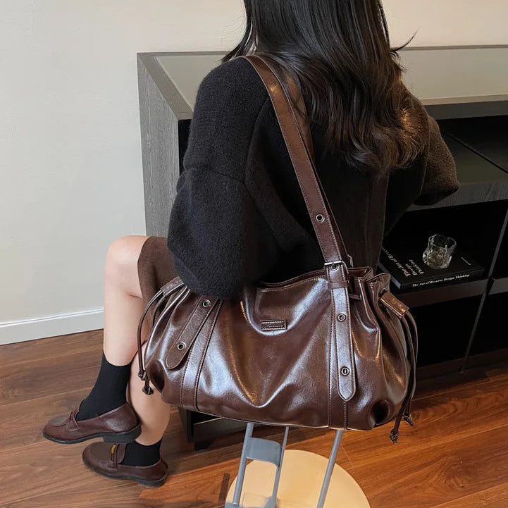 Pleated Large Shoulder Bags - Fashionnsio